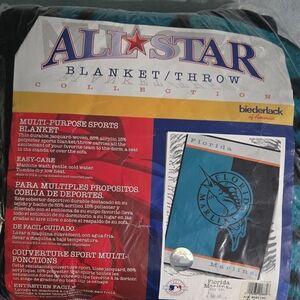 Florida Marlins Biederlack Throw Blanket 50” x 60” Teal Silk Touch Colorful